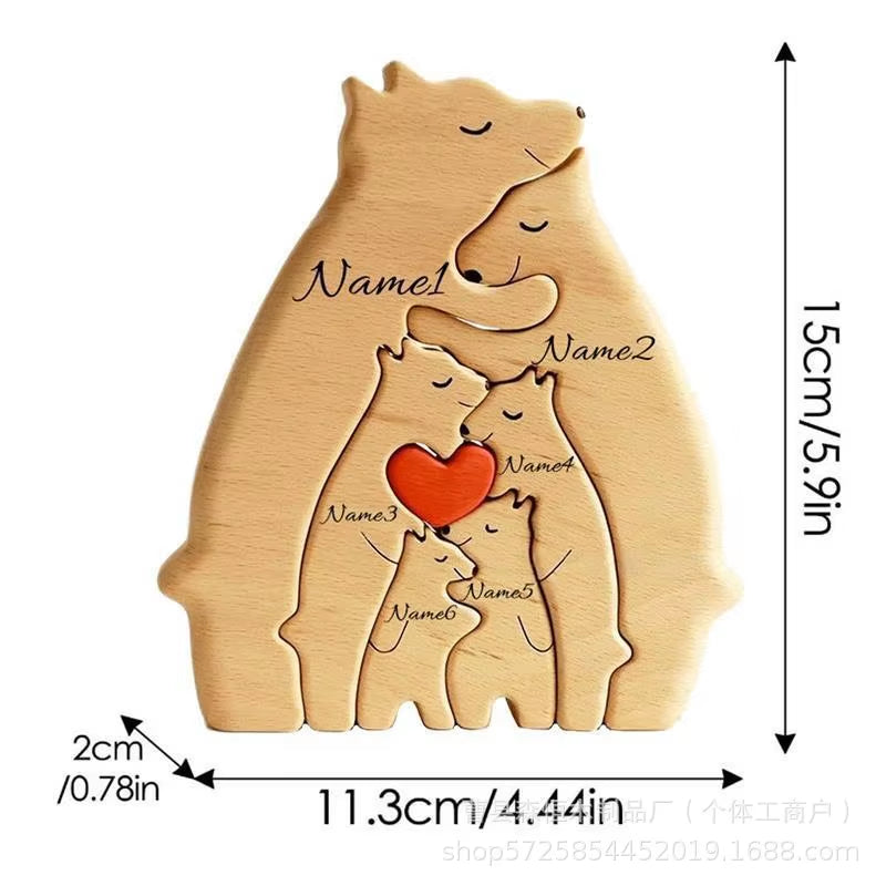 Bear Family Theme Wooden Art Puzzle Wooden Sculpture DIY Cute Family Member of Bears Puzzle Home Desktop Decor Mothers Day Gift