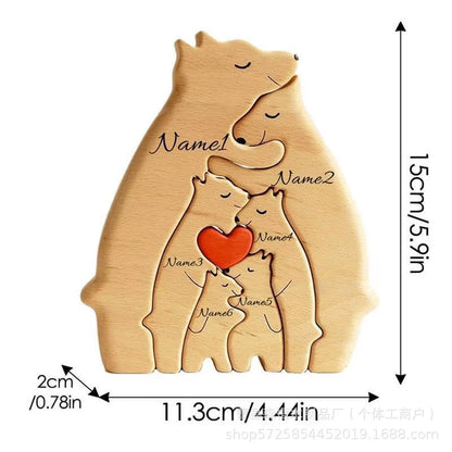 Bear Family Theme Wooden Art Puzzle Wooden Sculpture DIY Cute Family Member of Bears Puzzle Home Desktop Decor Mothers Day Gift
